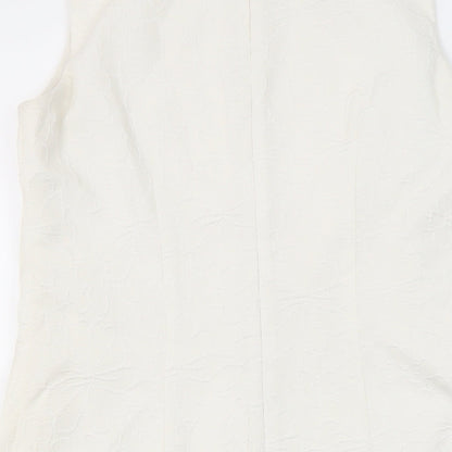 Nine West Womens Ivory Polyester Blend A-Line Size S Round Neck Zip