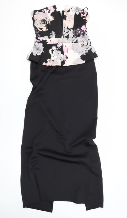 Lipsy Womens Multicoloured Floral Polyester Blend Maxi Size 12 Off the Shoulder Zip