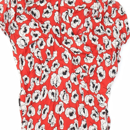 Dorothy Perkins Womens Multicoloured Floral Viscose A-Line Size 8 V-Neck Zip - Tie back