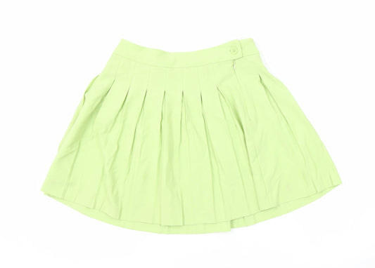FB Sister Womens Green Polyester Mini Skirt Size L Zip - Pleated