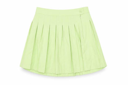 FB Sister Womens Green Polyester Mini Skirt Size L Zip - Pleated