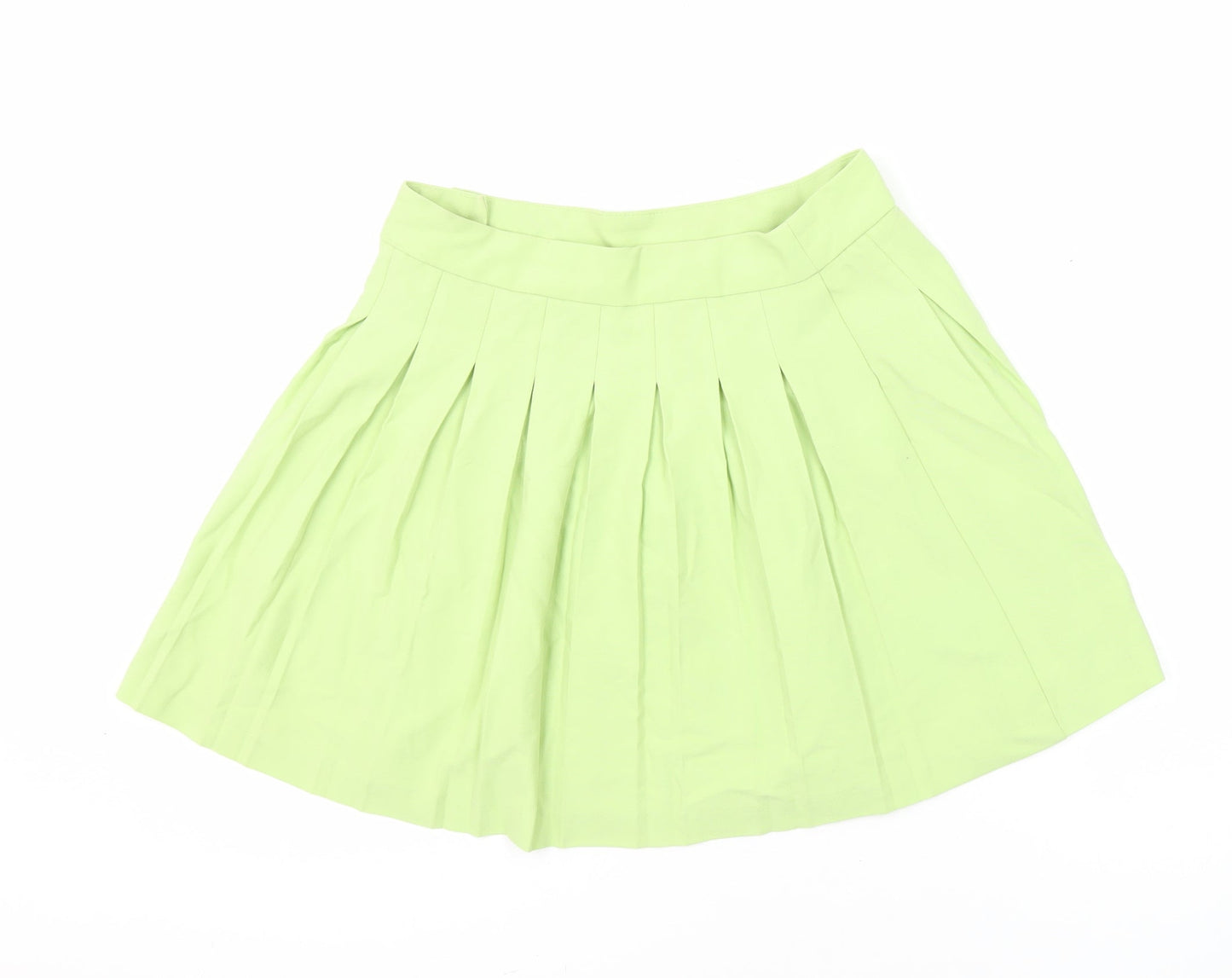 FB Sister Womens Green Polyester Mini Skirt Size L Zip - Pleated