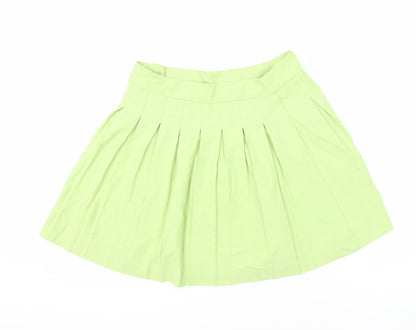 FB Sister Womens Green Polyester Mini Skirt Size L Zip - Pleated