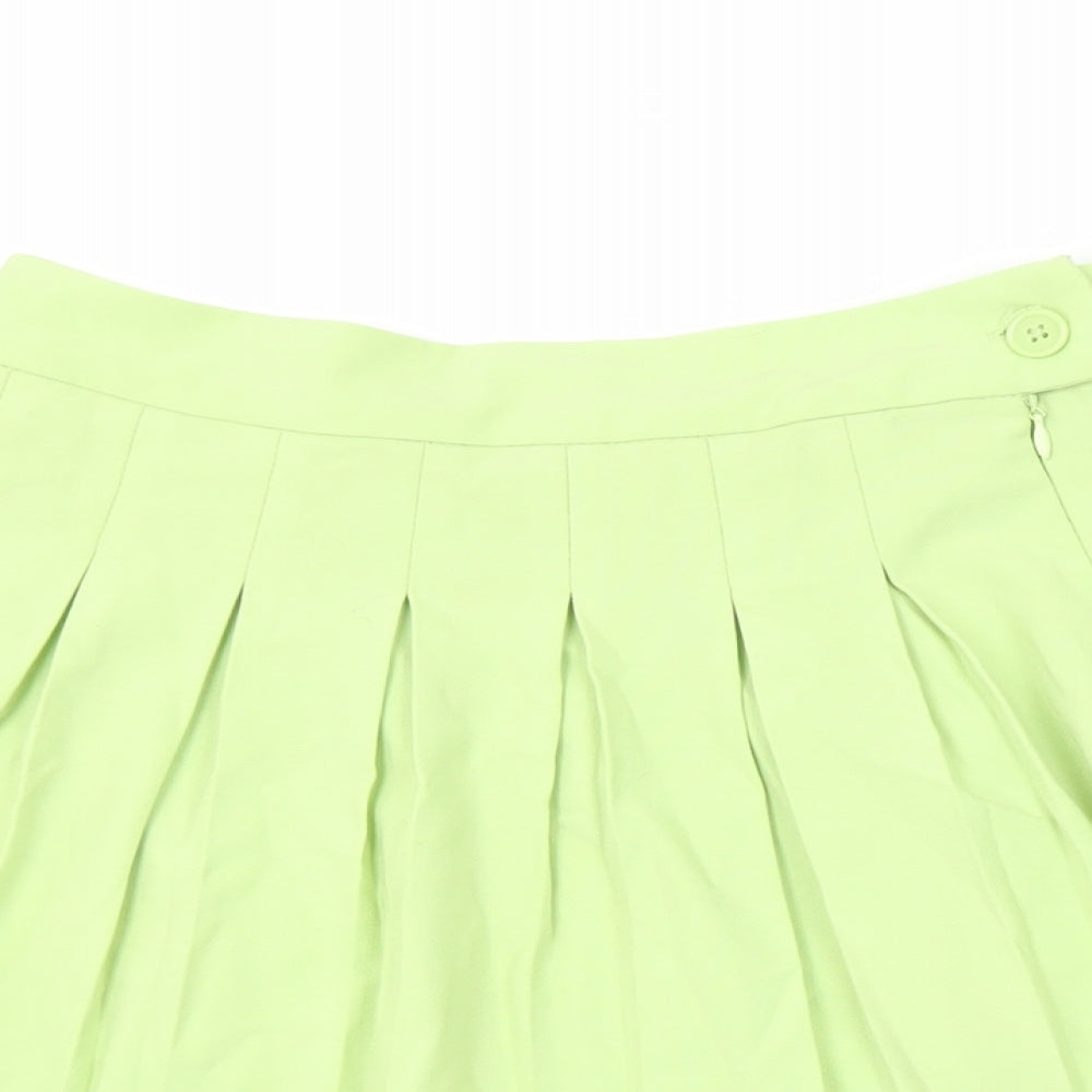 FB Sister Womens Green Polyester Mini Skirt Size L Zip - Pleated