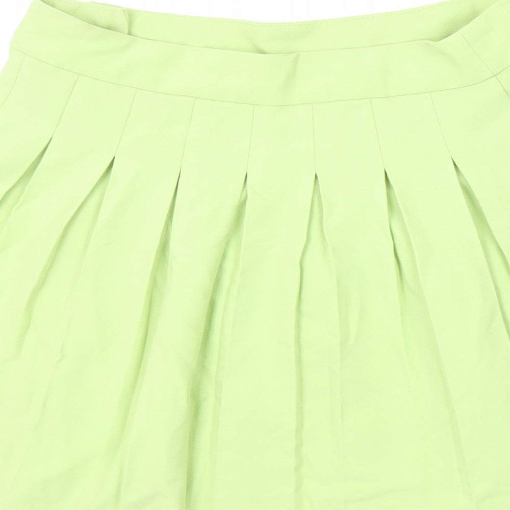 FB Sister Womens Green Polyester Mini Skirt Size L Zip - Pleated