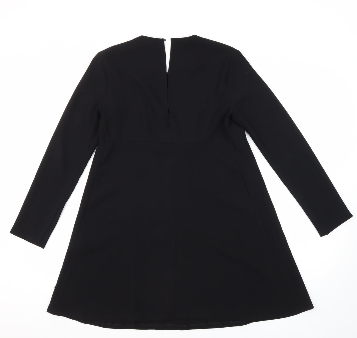 Zara Womens Black Polyester A-Line Size S Round Neck Button
