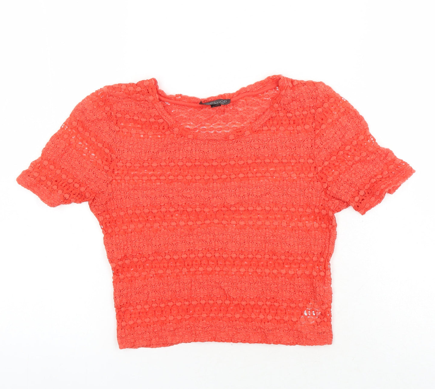 Womens UK Size 10 Topshop Orange Cropped Blouse