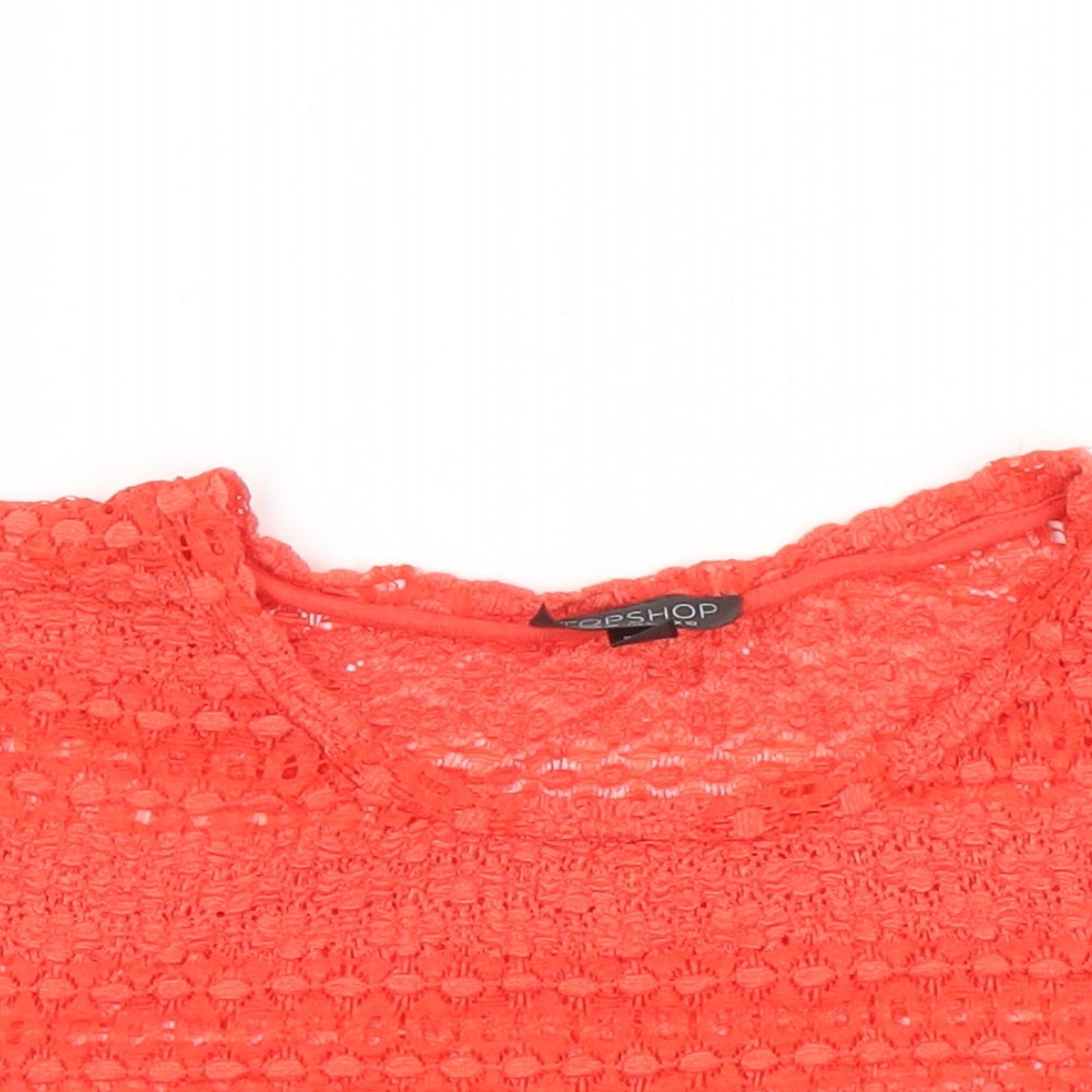 Womens UK Size 10 Topshop Orange Cropped Blouse
