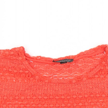 Womens UK Size 10 Topshop Orange Cropped Blouse