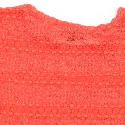 Womens UK Size 10 Topshop Orange Cropped Blouse