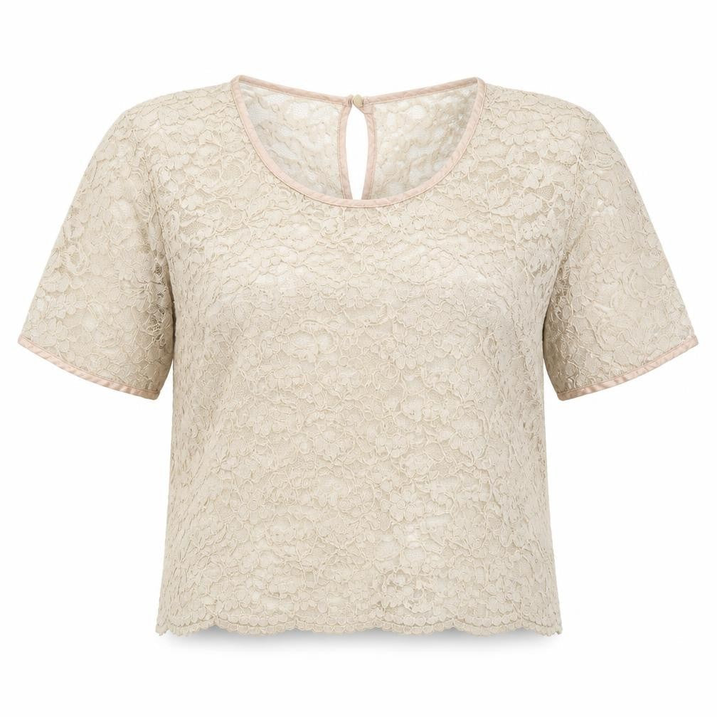 Womens UK Size 10 Topshop Beige Cropped Blouse