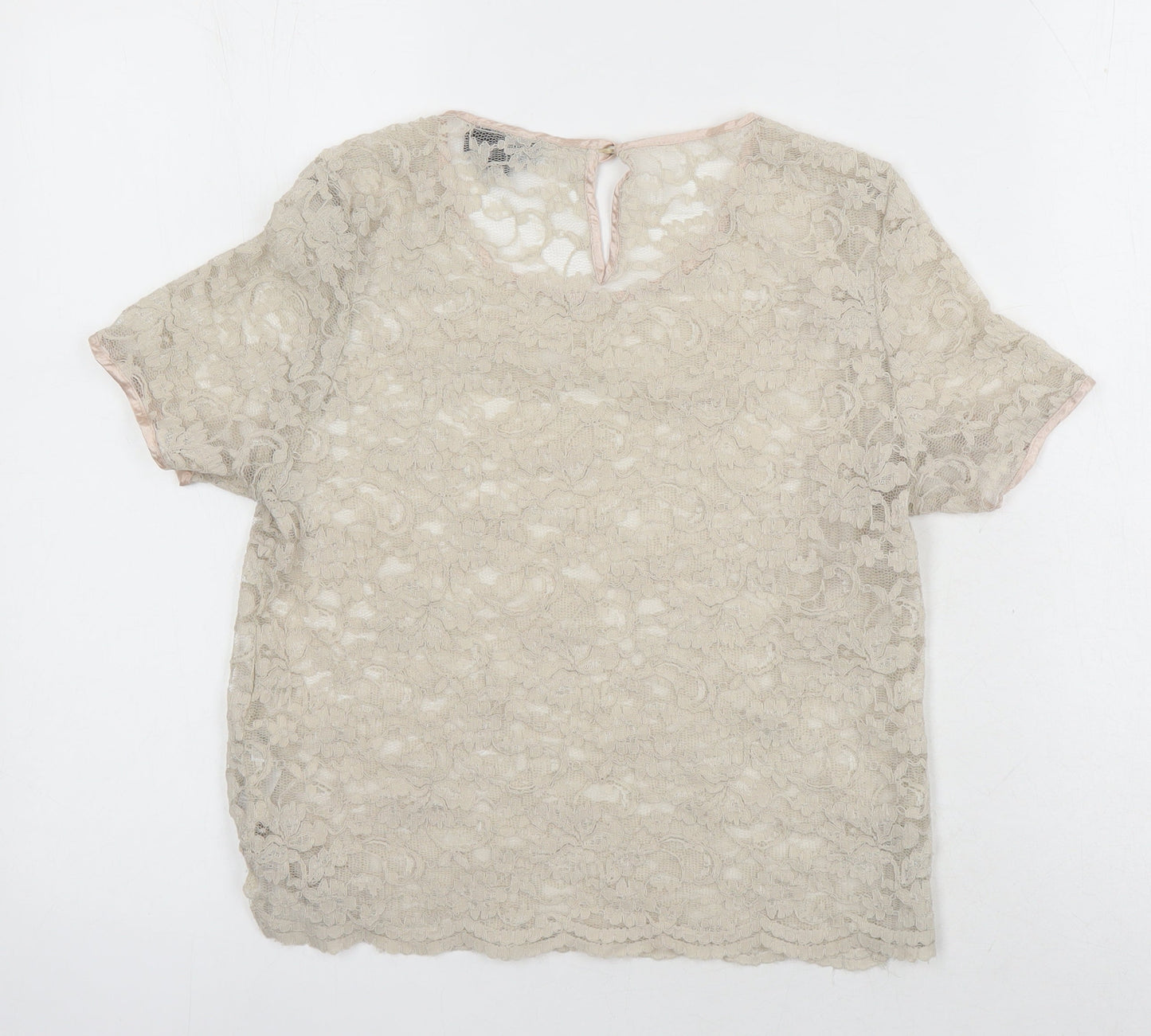 Womens UK Size 10 Topshop Beige Cropped Blouse