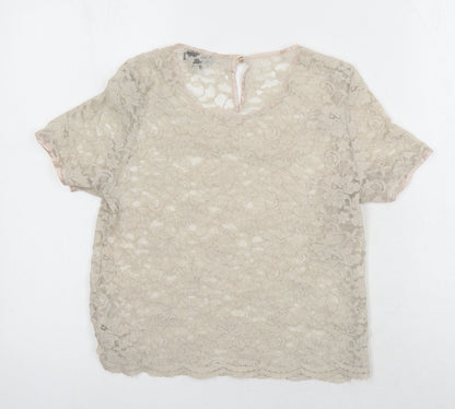 Womens UK Size 10 Topshop Beige Cropped Blouse