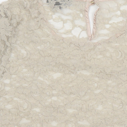 Womens UK Size 10 Topshop Beige Cropped Blouse