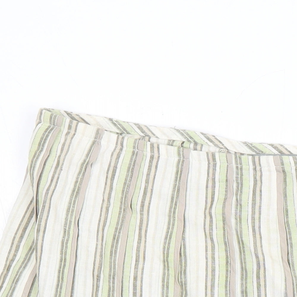 Per Una Womens Multicoloured Striped Linen Swing Skirt Size 8