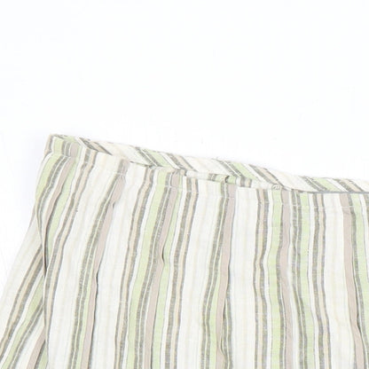 Per Una Womens Multicoloured Striped Linen Swing Skirt Size 8