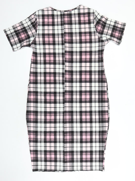Kaaya Womens Multicoloured Check Polyester Pencil Dress Size 18 Round Neck