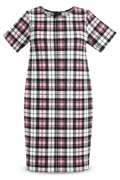 Kaaya Womens Multicoloured Check Polyester Pencil Dress Size 22 Round Neck