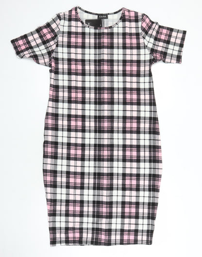 Kaaya Womens Multicoloured Check Polyester Pencil Dress Size 20 Round Neck