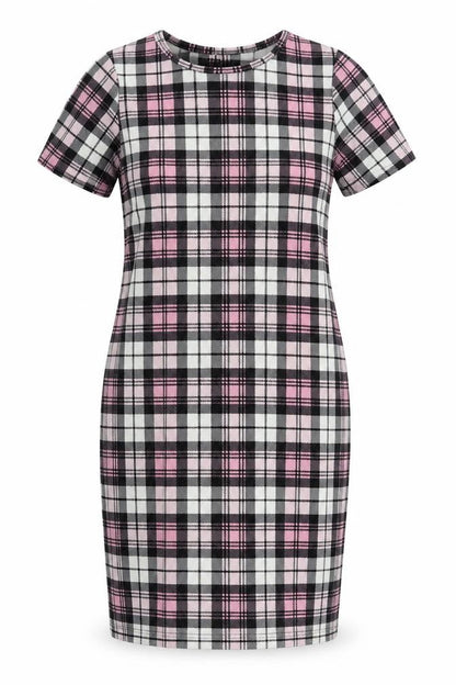 Kaaya Womens Multicoloured Check Polyester Pencil Dress Size 24 Round Neck