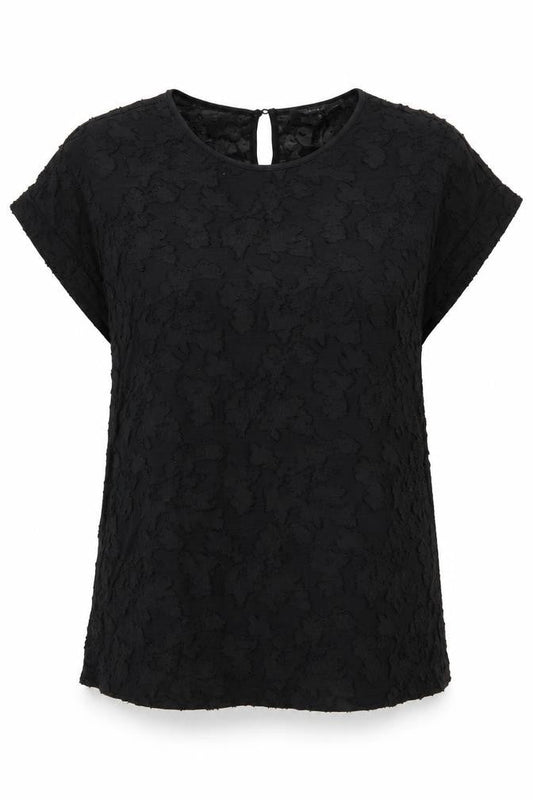 Esprit Womens Black Polyester Tunic Blouse Size L Round Neck