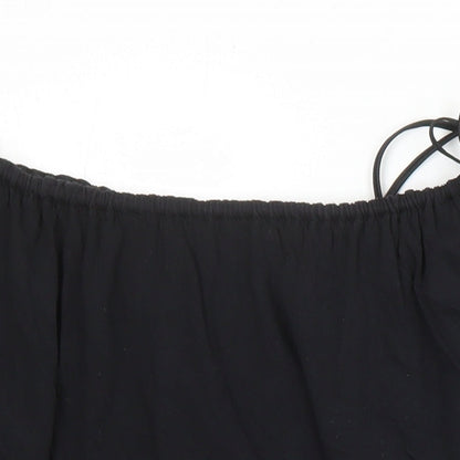 Oasis Womens Black Polyester Tunic Blouse Size 8 Scoop Neck - Bow Detail