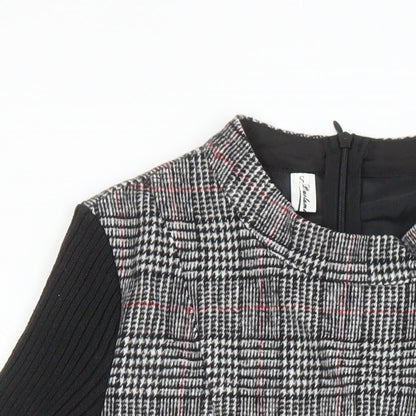 Duo Lamei Deiss Womens Multicoloured Check Polyester Blend A-Line Size S Round Neck