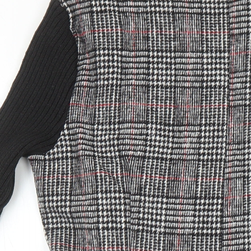Duo Lamei Deiss Womens Multicoloured Check Polyester Blend A-Line Size S Round Neck