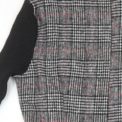 Duo Lamei Deiss Womens Multicoloured Check Polyester Blend A-Line Size S Round Neck