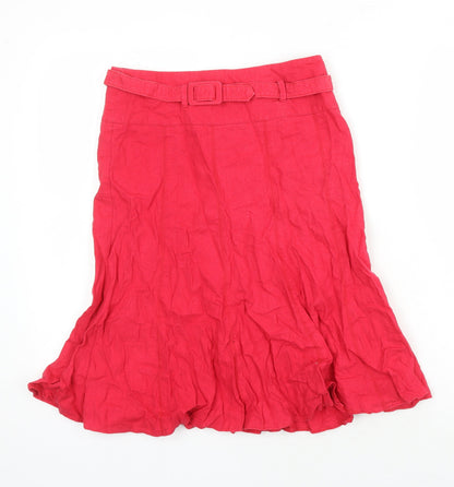 Dorothy Perkins Womens Red Linen A-Line Skirt Size 6