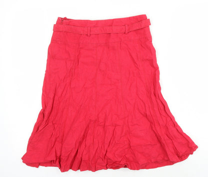 Dorothy Perkins Womens Red Linen A-Line Skirt Size 6