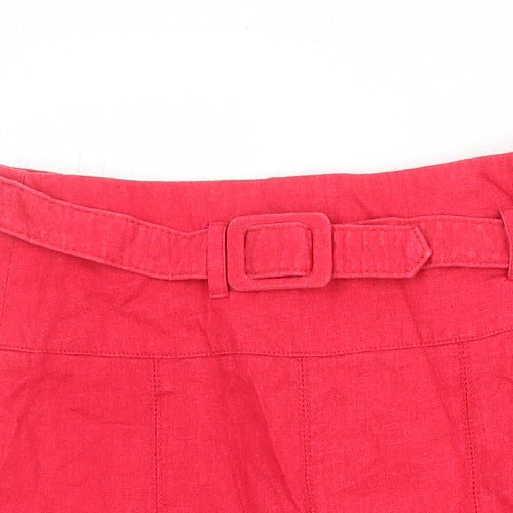 Dorothy Perkins Womens Red Linen A-Line Skirt Size 6
