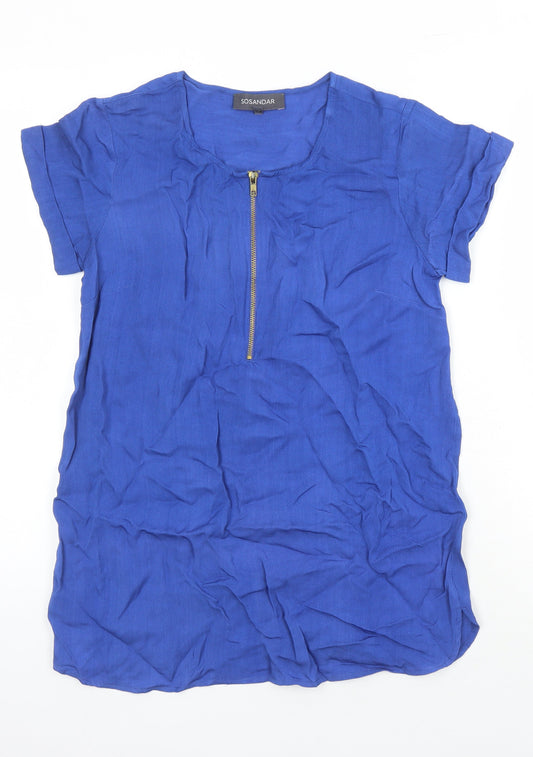 Womens UK Size 10 Sosandar Blue Tunic Blouse