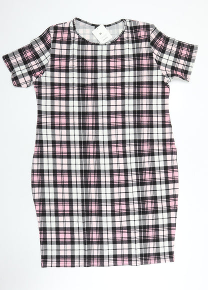 Kaaya Womens Multicoloured Check Polyester Mini Size 24 Round Neck