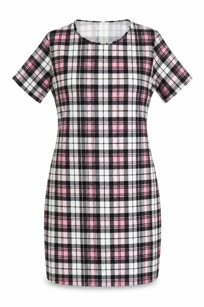 Kaaya Womens Multicoloured Check Polyester Mini Size 24 Round Neck