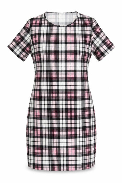 Kaaya Womens Multicoloured Check Polyester Mini Size 24 Round Neck