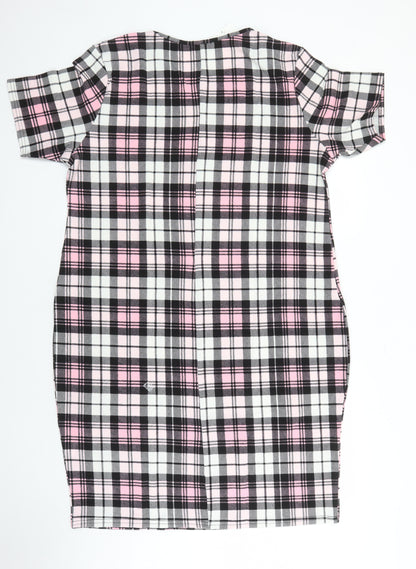 Kaaya Womens Multicoloured Check Polyester Mini Size 24 Round Neck