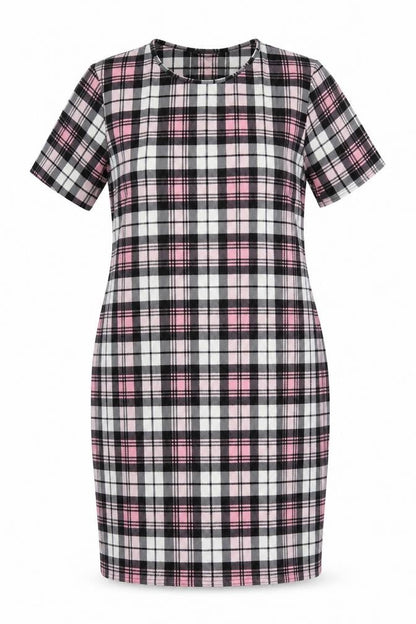 Kaaya Womens Multicoloured Check Polyester Pencil Dress Size 18 Round Neck