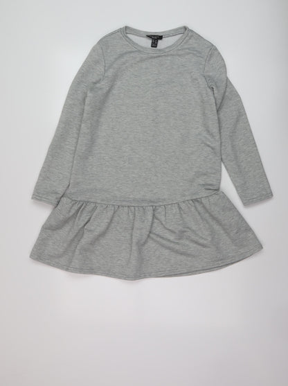 Womens UK Size 10 New Look Grey Tunic Blouse
