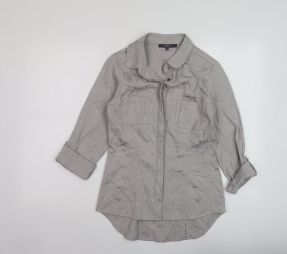 Womens UK Size 10 NEXT Grey Basic Button-Up