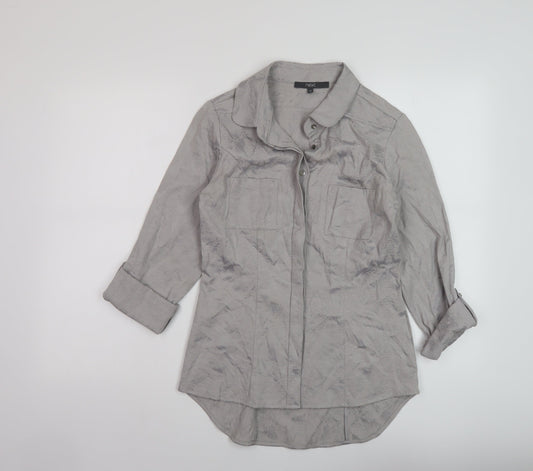 Womens UK Size 10 NEXT Grey Basic Button-Up