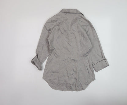 Womens UK Size 10 NEXT Grey Basic Button-Up