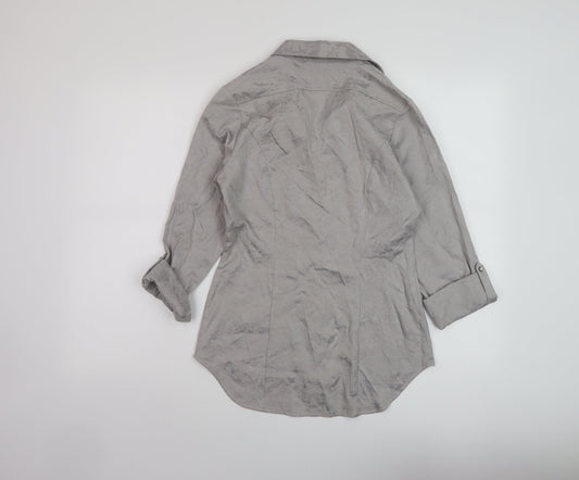 Womens UK Size 10 NEXT Grey Basic Button-Up