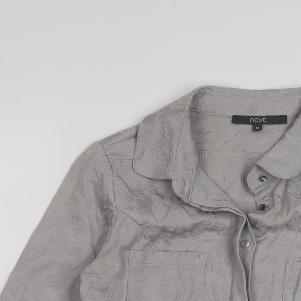 Womens UK Size 10 NEXT Grey Basic Button-Up