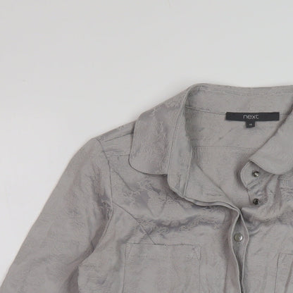 Womens UK Size 10 NEXT Grey Basic Button-Up