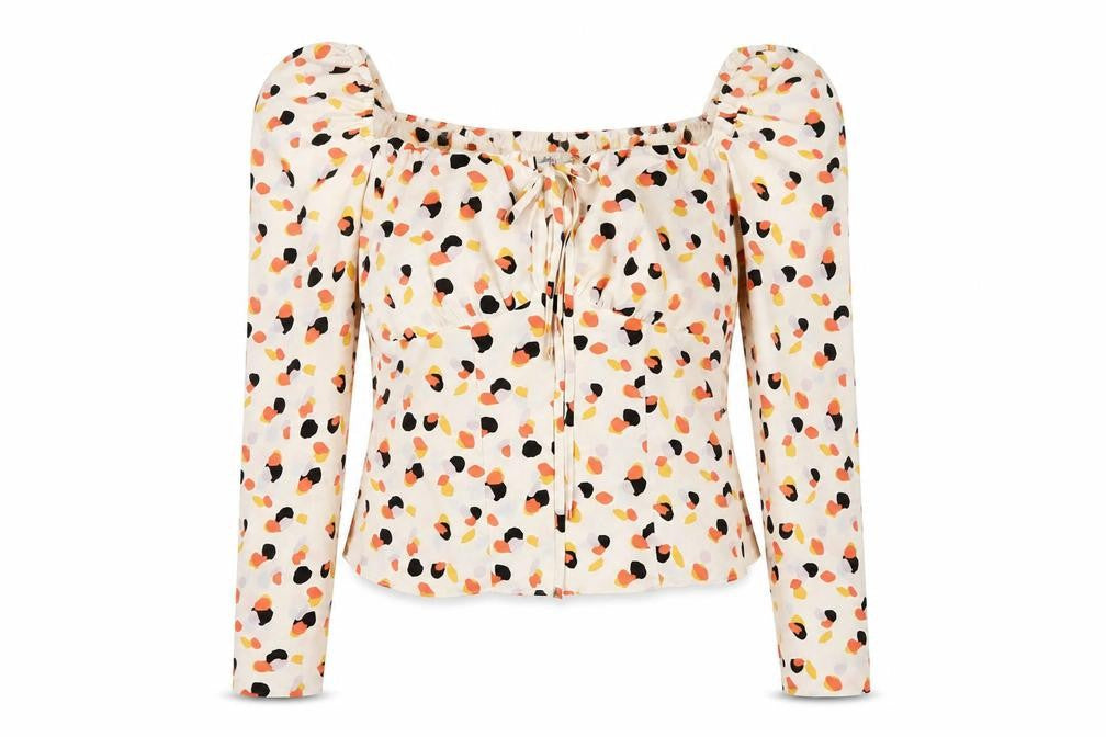 River Island Womens Ivory Geometric Polyester Basic Blouse Size 8 Sweetheart