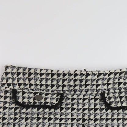 Dorothy Perkins Womens Beige Geometric Polyester Mini Skirt Size 14 Zip