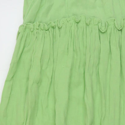 ASOS Womens Green Cotton A-Line Size 4 Round Neck Button