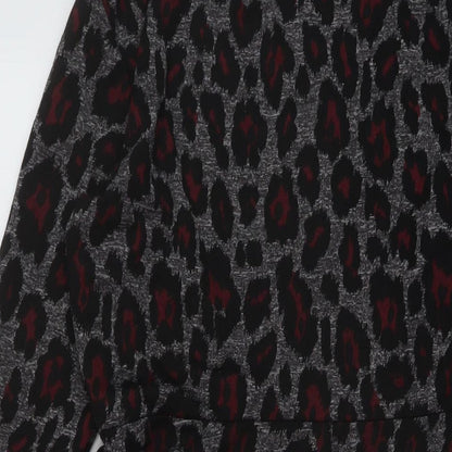 Dorothy Perkins Womens Grey Animal Print Polyester A-Line Size 12 Mock Neck Zip