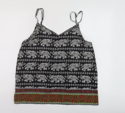 Boohoo Womens Multicoloured Geometric Polyester Basic Tank Size 12 V-Neck